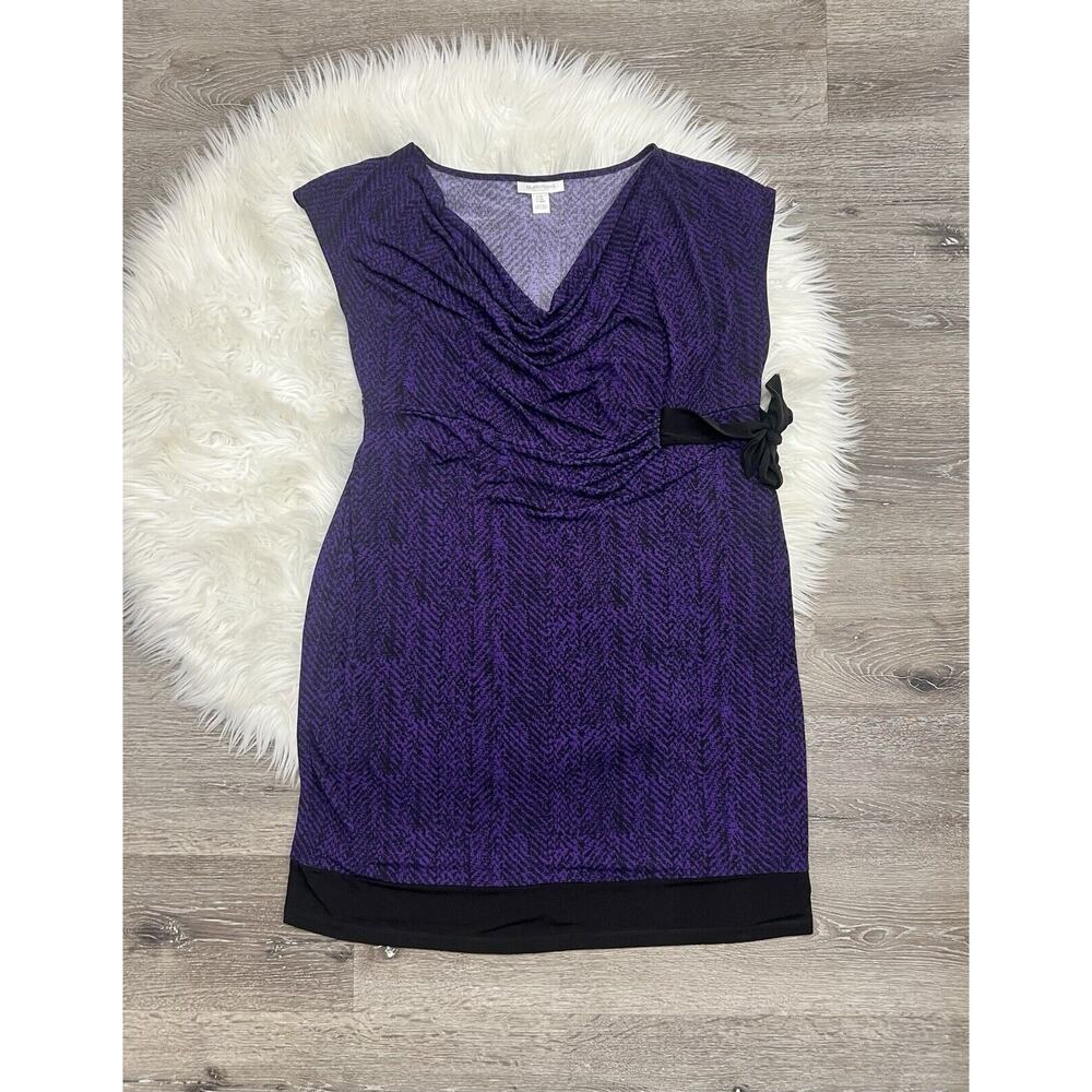 Motherhood maternity dress purple & black stretch size XL sleeveless‎